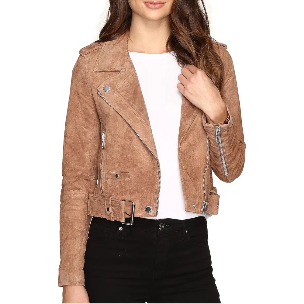 BLANKNYC Morning Suede Moto Jacket in Coffee Bean
